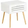 Image de Table De Chevet Finja Avec 1 Tiroir En Bambou Et Mdf - Blanc Et Bois