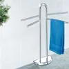Image de WENKO Porte serviettes salle de bain sur pied Cosenza base demi cercle économie despace Acier 33x935x48 cm chromé