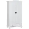 Image de Armoire REUTTE Fonctionnelle 2 Portes 3 Tiroirs 5 Niches et Penderie en Bois Massif Blanc