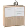 Image de Buffet 2 tiroirs 3 portes EBOLI Décor Blanc et Chêne Sonoma