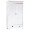 Image de Armoire DANZ Fonctionnelle 2 portes 2 tiroirs 5 Niches et Penderie en Bois Massif Blanc FSC