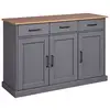 Image de Forenzo buffet 3 portes, 3 tiroirs gris, naturel.