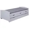 Image de Lit Gigogne ULLI 90x190cm 2 couchages 3 tiroirs en Bois Massif Blanc Sommier inclus Matelas non inclus 20900240