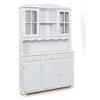 Image de Buffet vaisselier 5 portes et 3 tiroirs en pin massif blanc - RISOUL