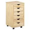 Image de Caisson De Bureau Sur Roulettes NILS 6 Tiroirs Pin Massif Naturel 30600300