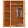 Image de Armoire PELLE Fonctionnelle 3 portes 5 Niches Et Penderie en Bois Massif Naturel