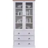 Image de Vaisselier Vitrine WESTERLAND FSC 2 Portes 3 Tiroirs Bois Massif Blanc/sépia 20901466