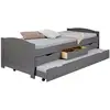 Image de Lit gigogne LENA 90x200 cm 2 couchages + 3 tiroirs bois massif et MDF Vernis gris 20902850