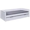 Image de Lit banquette avec tiroir 90x200 cm en pin blanc - CHAMBERY