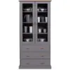 Image de Vaisselier Vitrine LUZERNA FSC 2 Portes 3 Tiroirs Bois Massif Gris/sépia 20904266