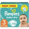 Image de PAMPERS Baby Dry Taille 3 - 6 à 10 kg - 198 couches - Format Pack 1 mois