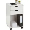 Image de Caisson de bureau KANO meuble de rangement sur roulettes avec 2 tiroirs et 1 niche en pin massif lasuré blanc