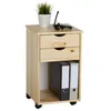 Image de Caisson de bureau KANO meuble de rangement sur roulettes avec 2 tiroirs et 1 niche en pin massif naturel