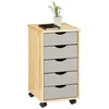 Image de Caisson De Bureau Sur Roulettes Lagos, Avec 5 Tiroirs Finition Vernis Naturel Et Lasu