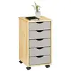 Image de Caisson de bureau sur roulettes lagos, avec 5 tiroirs finition vernis naturel et lasuré gris