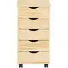 Image de Caisson de bureau sur roulettes lagos, avec 5 tiroirs finition vernis naturel