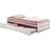 Image de Lit gigogne LORENA 1 personne tiroir lit fonctionnel 90 x 200 cm pin massif lasuré blanc et rose