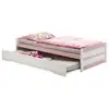 Image de Lit gigogne lorena 1 personne tiroir lit fonctionnel 90 x 200 cm pin massif lasuré blanc et rose