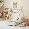 Image de Lit tipi ELIN lit enfant simple en bois type montessori 90 x 200 cm en pin massif lasuré blanc