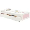 Image de Lit fonctionnel MIA avec rangements 3 tiroirs 90 x 200 cm lit simple 1 place lit enfant en pin massif lasuré blanc et rose