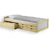 Image de Lit fonctionnel rangements 90x200cm naturel blanc