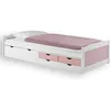 Image de Lit fonctionnel rangements 90x200cm blanc rose