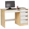 Image de Bureau en pin massif hugo, naturel et lasuré blanc