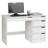 Image de Bureau HUGO avec rangement 5 tiroirs style scandinave en pin massif lasuré blanc