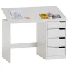 Image de Bureau Enfant Emma, En Pin Massif, 4 Tiroirs Et Plateau Inclinable, Lasuré Blanc