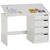 Image de Bureau enfant emma, en pin massif, 4 tiroirs et plateau inclinable, lasuré blanc