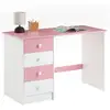 Image de Bureau arne avec 4 tiroirs, en pin massif lasuré blanc et rose
