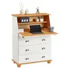 Image de Bureau secrétaire gomes avec 3 tiroirs en pin massif lasuré blanc et brun