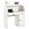Image de Bureau Secrétaire Tom Avec 2 Tiroirs Et 1 Porte En Pin Massif Lasuré Blanc