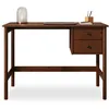 Image de Bureau MARLO H 76 cm avec 2 Tiroirs en Bois Massif Coloris Châtaignier Bureau Droit avec Rangement Intégré