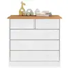 Image de Commode en pin rondo, 2+3 tiroirs, lasuré blanc et brun