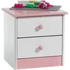 Image de Table de chevet RONDO pin massif lasuré blanc rose