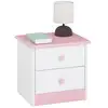Image de Table de chevet en pin rondo 2 tiroirs, lasuré blancrose