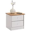 Image de Table De Chevet En Pin Rondo 2 Tiroirs, Lasuré Blanc/brun