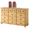 Image de Commode COLMAR chiffonnier apothicaire rangement avec 12 tiroirs en pin massif finition teintée/cirée