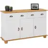 Image de Buffet salon colmar l 116 cm bois massif, blanc et brun