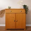 Image de Buffet COLMAR commode bahut vaisselier meuble bas rangement avec 1 tiroir et 2 portes en pin massif teinté et ciré