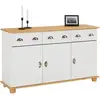 Image de Buffet salon colmar l 134 cm bois massif, blanc et brun
