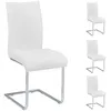 Image de Lot de 4 chaises de salle à manger ALADINO piètement chromé revêtement synthétique blanc