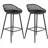 Image de Lot de 2 tabourets de bar irek chaise haute pour cuisine ou comptoir design retro, en plastique et métal noirs, hauteur d'assise 75