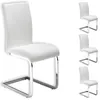 Image de Lot de 4 chaises de salle à manger LETICIA piètement chromé et revêtement synthétique blanc