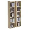 Image de Etagères modulables musique pour cd et dvd, lot de 2 meubles de rangement en colonne avec 10 compartiments, en mélaminé chêne sonoma