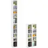 Image de Etagères modulables musique pour cd et dvd, lot de 2 meubles de rangement en colonne avec 10 compartiments, en mélaminé blanc mat