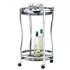 Image de Chariot de service VEGA table dappoint ronde sur roulettes chariot à thé et boisson en métal chromé 2 étagères en verre trempé noir