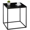 Image de Table dappoint HILAR table basse de salon table à café bout de canapé design retro vintage industriel plateau carré en métal noir