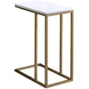 Image de Bout de canapé DEBORA en métal doré et plateau rectangulaire en MDF décor blanc table dappoint table à café table basse de salon